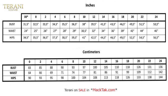 allure couture size chart