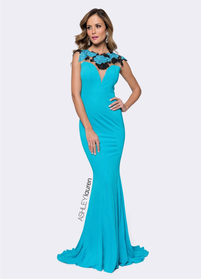 Ashley Lauren 1145 Turquoise Dress