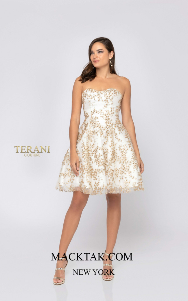 Terani 1911P8073 Ivory Gold Front Dress