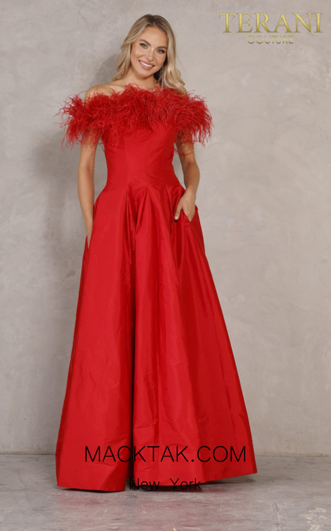 Terani 2021E3572 Red Front Dress