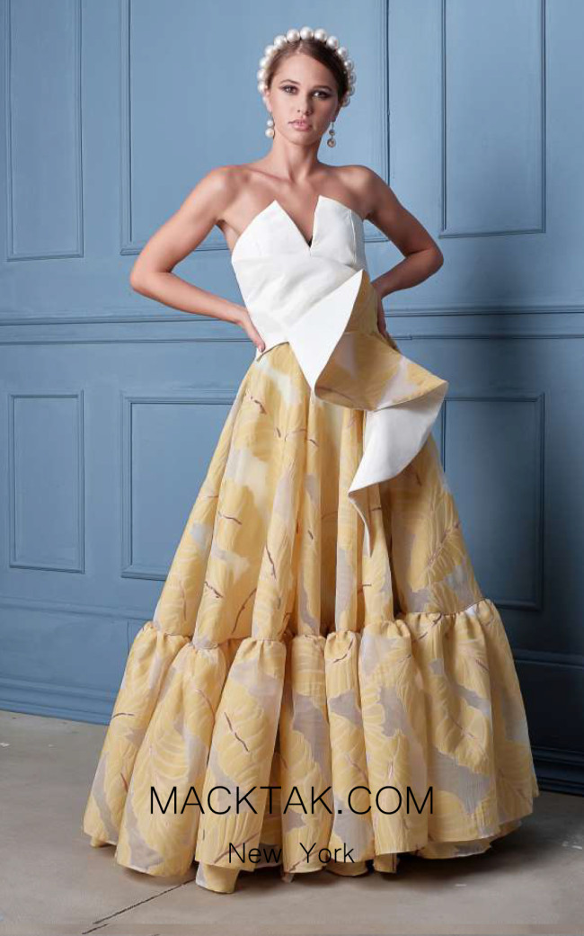 Alda Ciceu NRP SS20-36 Yellow White Front Dress