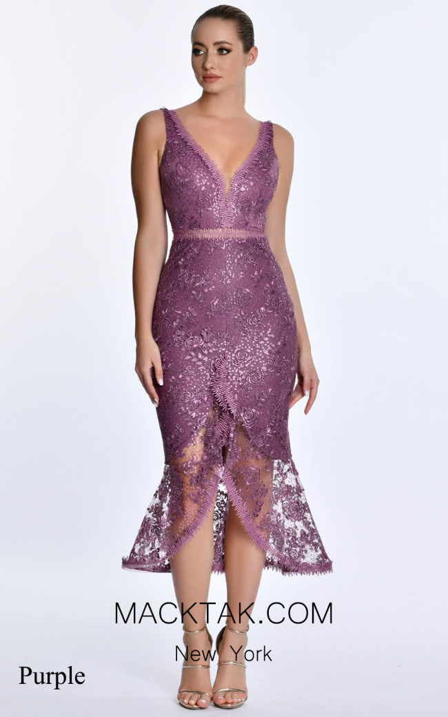 Alfa Beta B5276 Purple Front Dress