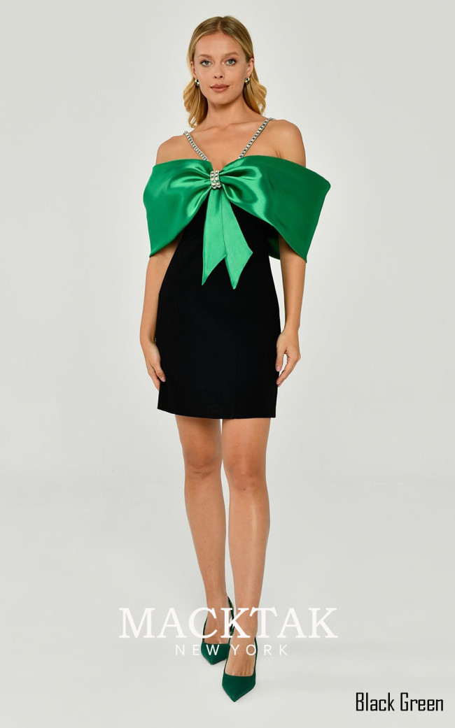 Alfa Beta B6409 Black Green Front Dress