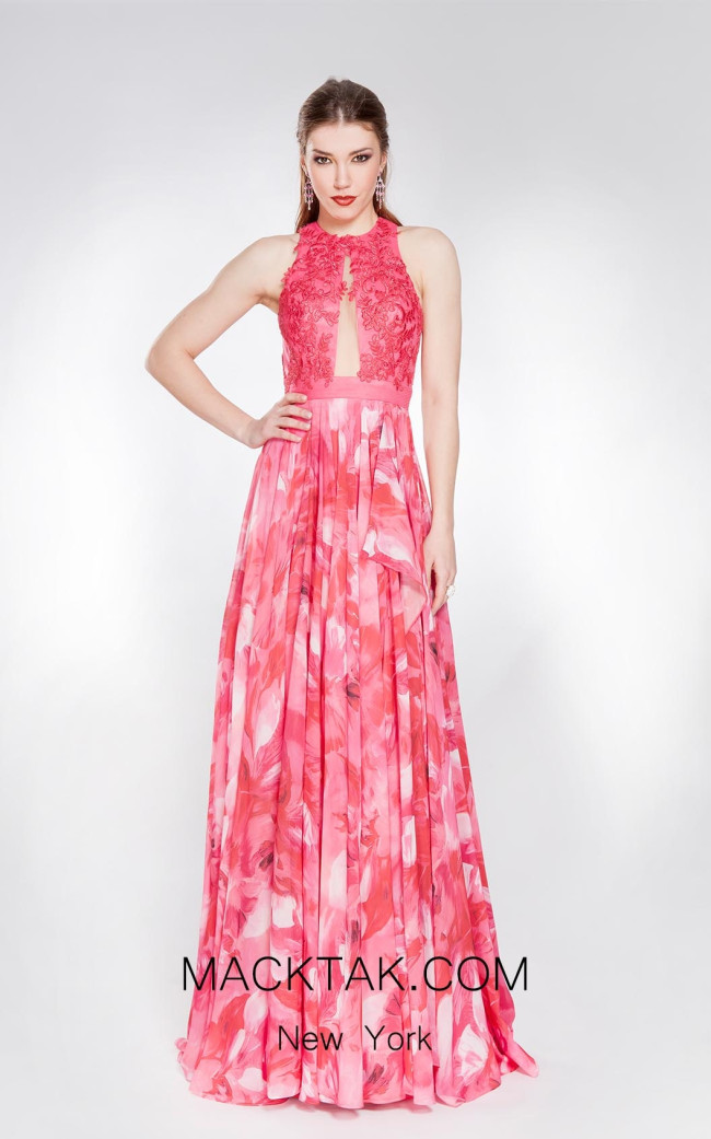 Alma Couture AC1036 Fuchsia Front Evening Dress