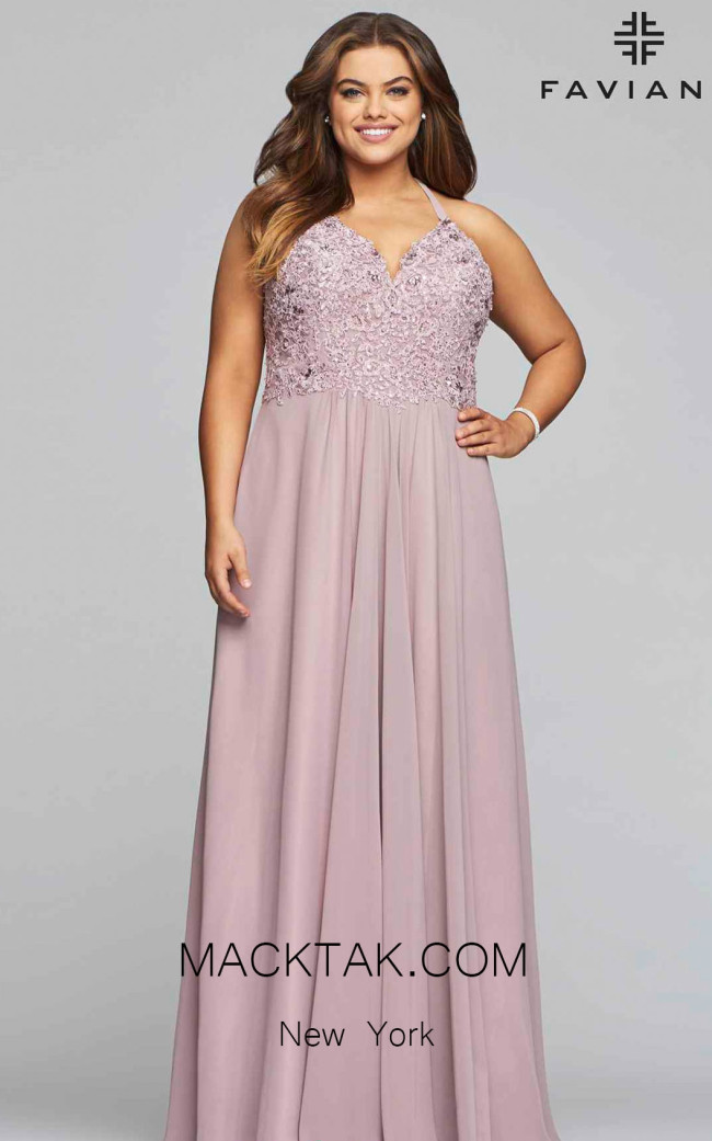 Faviana 9445 Mauve Front Prom Dress