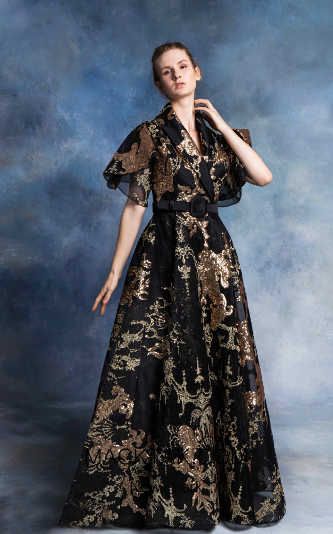 In Couture By Kiwi 4741 Black Gold Front Dress