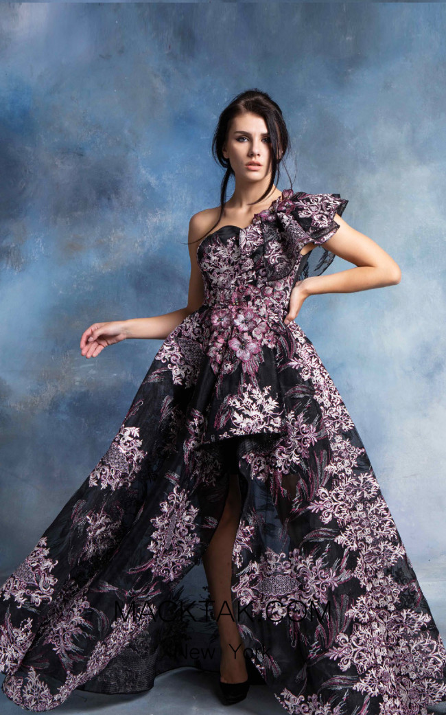 In Couture By Kiwi 4747 Black Multi Front Dress