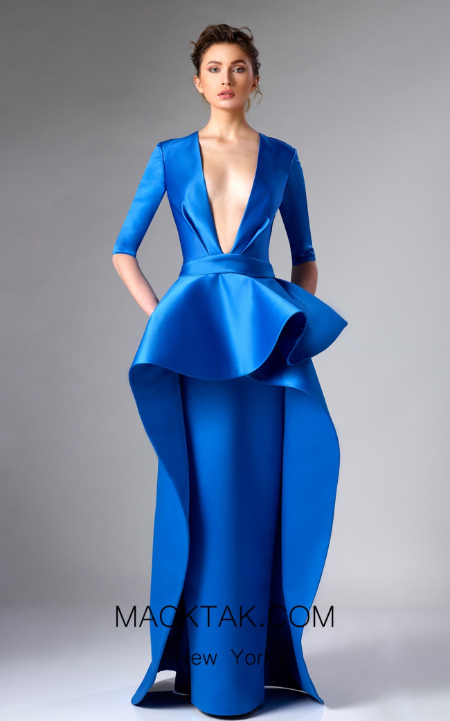 Edward Arsouni FW0285 Blue Front Dress