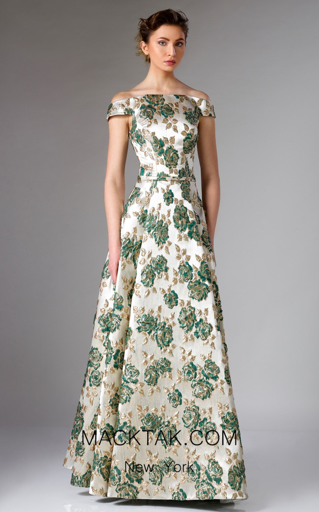 Edward Arsouni FW0307 Emerald Gold Front Dress
