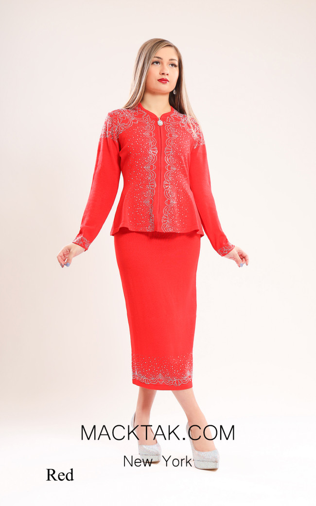 Kourosh KNY Knit KH003 Red Front Dress