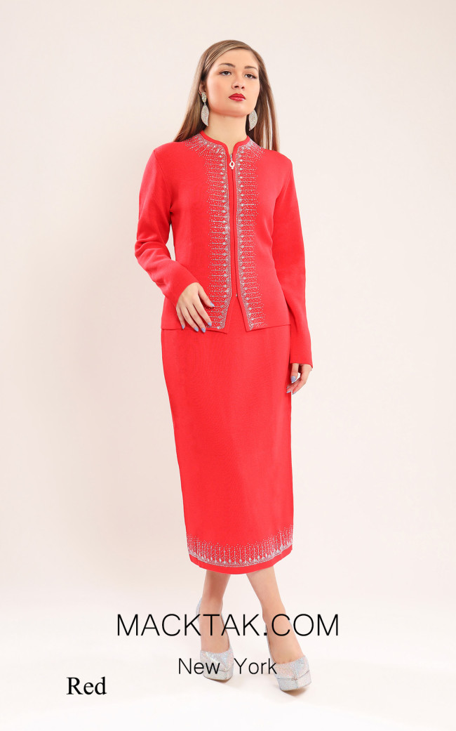 Kourosh KNY Knit KH055 Red Front Dress