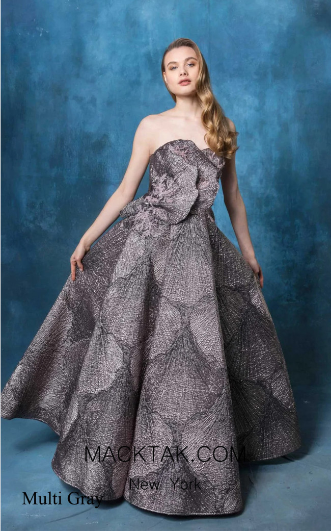 Macktak Couture 4776 Multi Gray Front Dress