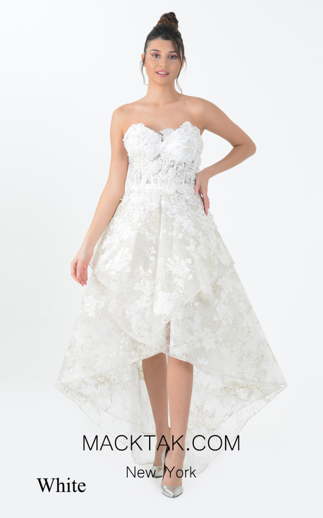 Macktak Couture 5151 White Front Dress