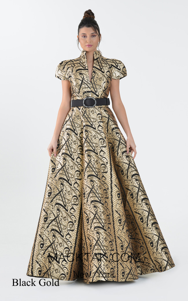 Macktak Couture 5179 Black Gold Front Dress