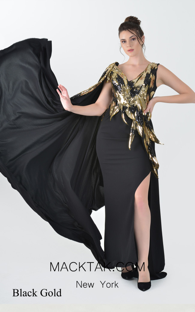 Macktak Couture 5183 Black Gold Dress