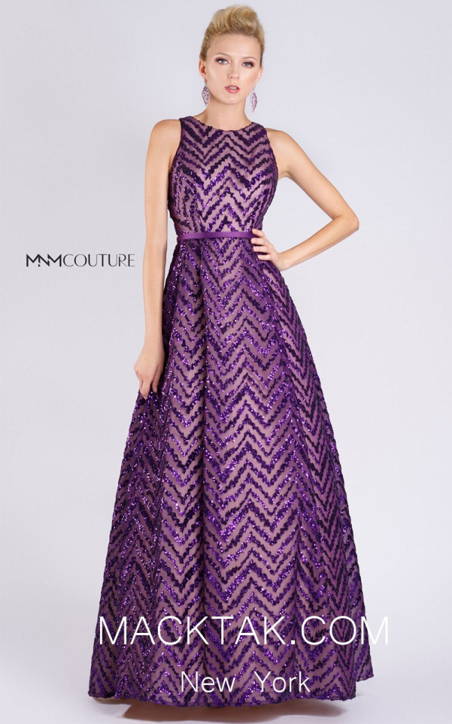 MNM M0065 Purple Front Evening Dress