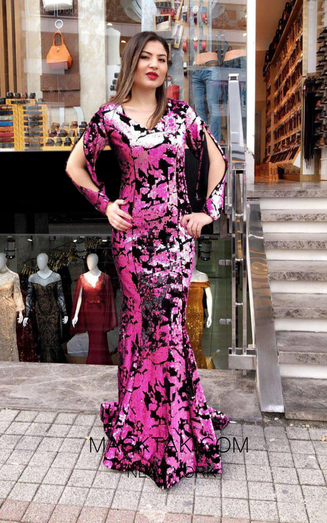 TK MT3953 Pink Front Evening Dress