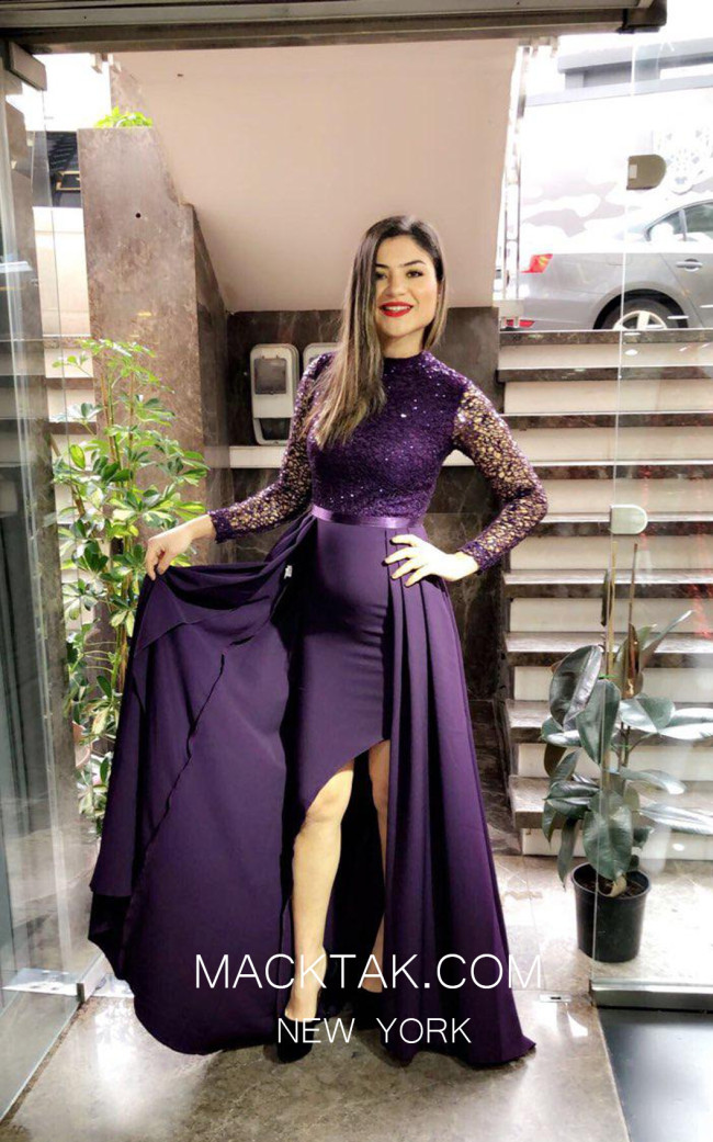 TK MT3997b Purple Front Dress
