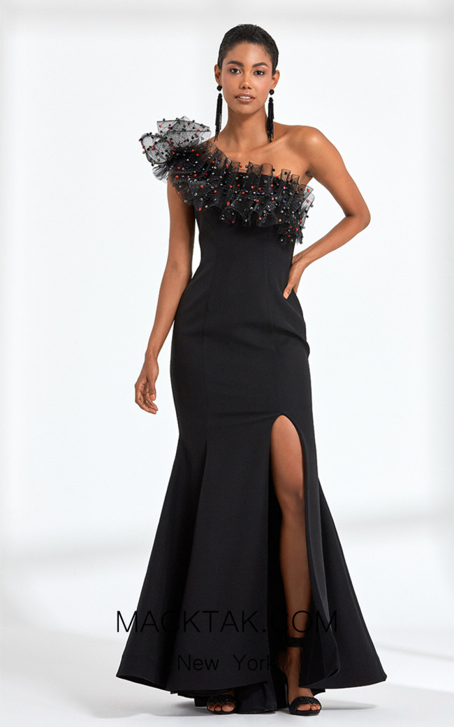 Rengin 5592 Black Front Dress