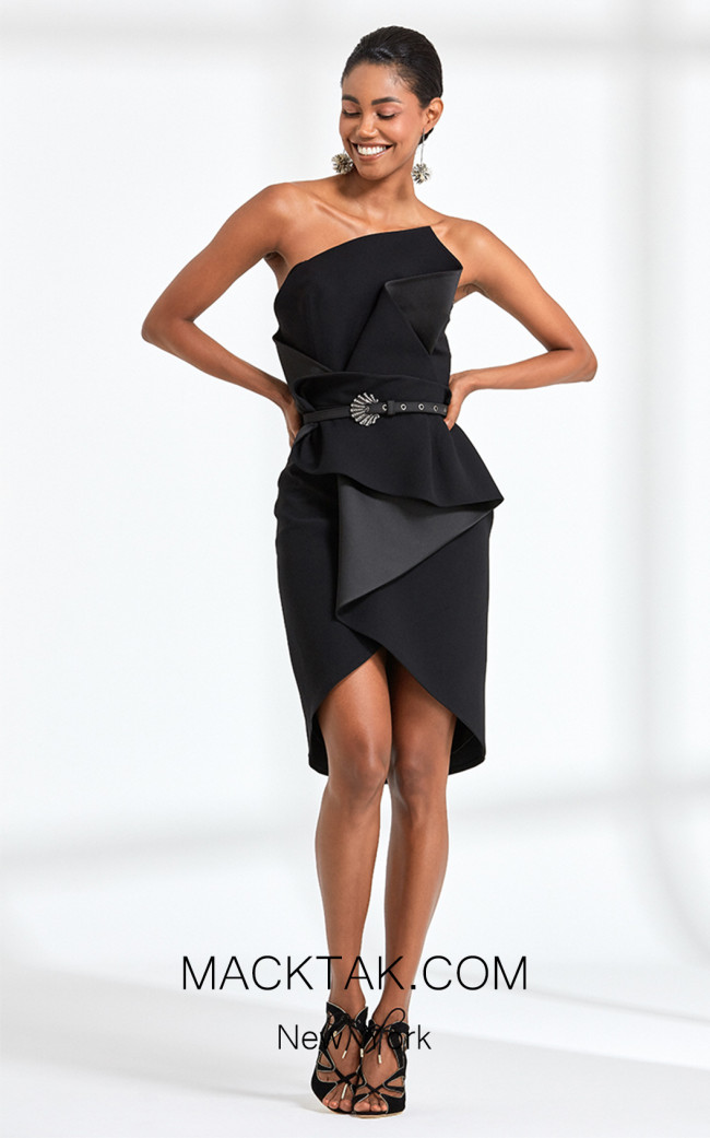 Rengin 5597 Black Front Dress