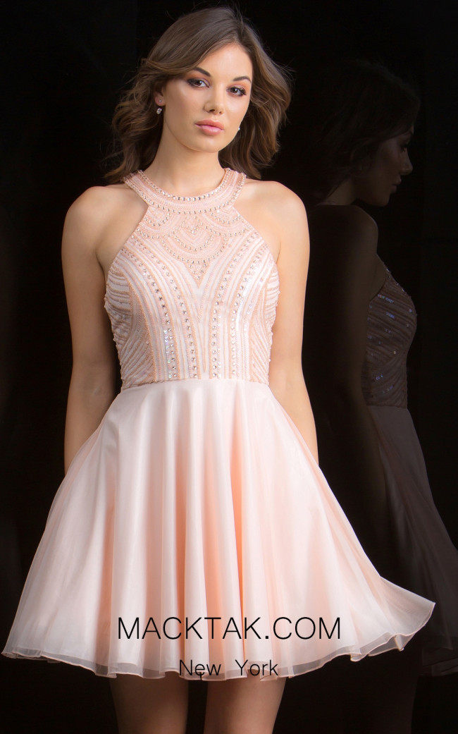 Scala 48813 Blush Front Evening Dress