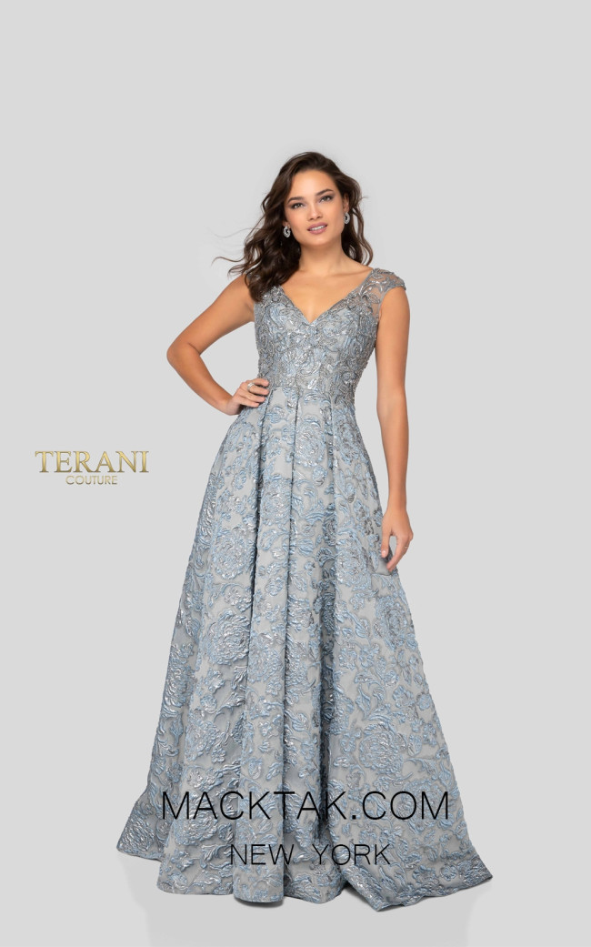 Terani 1911M9662 Mother of Bride Pewter Gray Front Dress