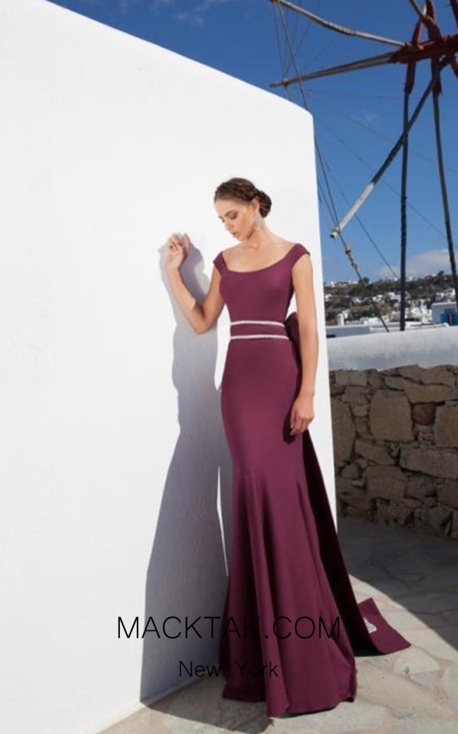 Tarik Ediz 92615 Istanbul Front Plum Dress