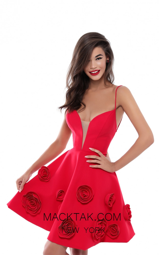 Tarik Ediz 50520 Red Front Prom Dress