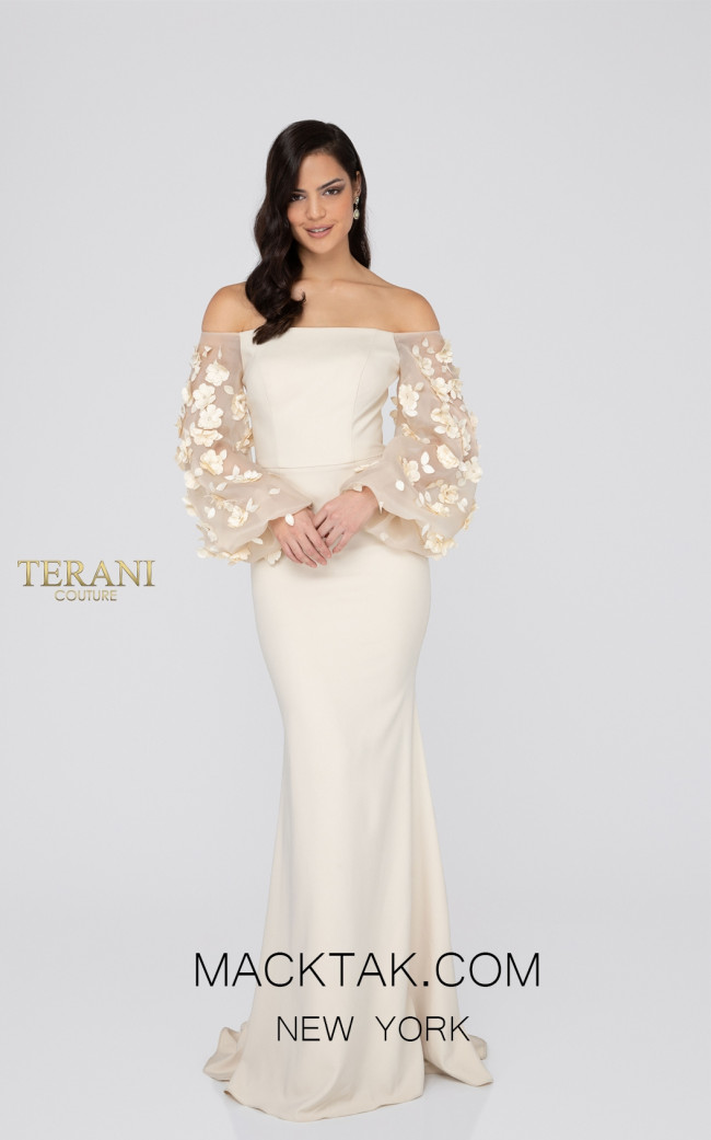 Terani 1911E9128 Sand Front Evening Dress