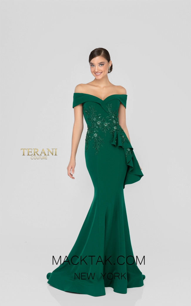 Terani 1911M9339 Mother of Bride Emerald Front Dress