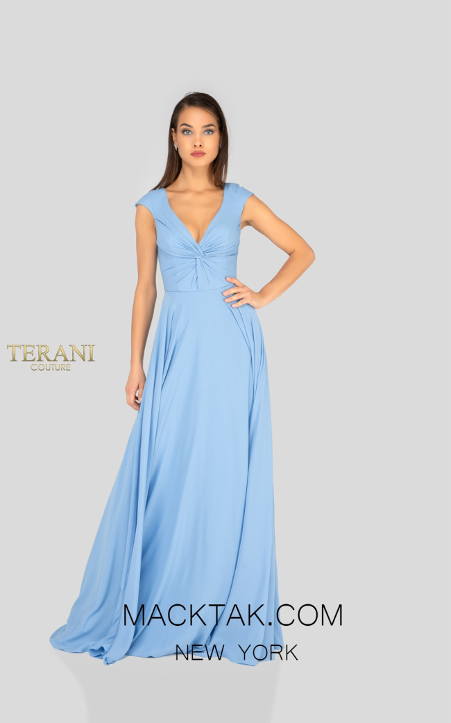 Terani 1912B9695 Bridesmaid French Blue Front Dress