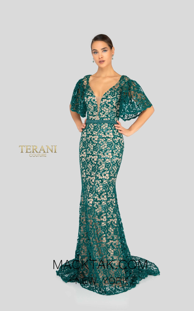 Terani 1912E9177 Emerald Front Evening Dress