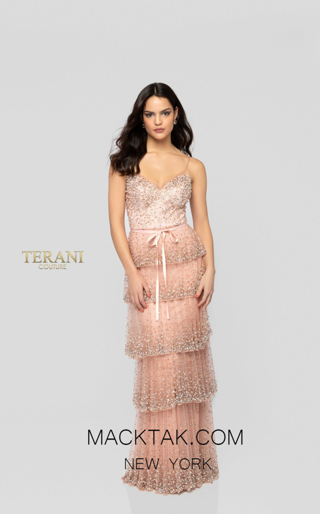 Terani 1912GL9560 Dusty Rose Front Pageant Dress