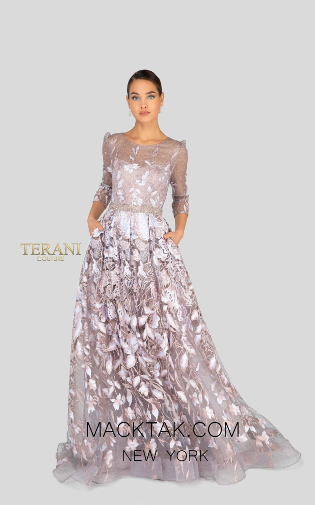Terani 1913M9408 Mother of Bride Blush Front Dress