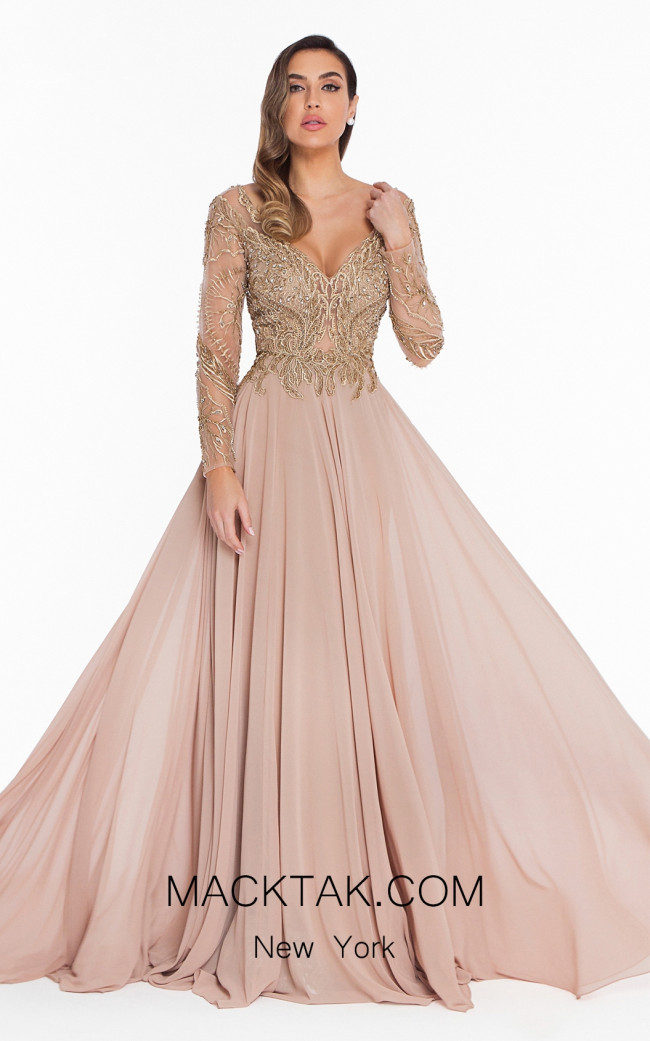 terani long sleeve gown