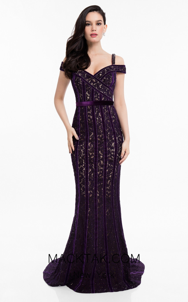 Terani 1823E7342 Plum Nude Front Dress