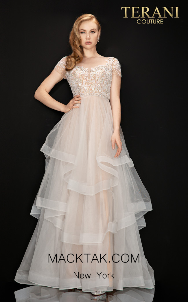 Terani 2011P1175 Ivory Nude Front Dress