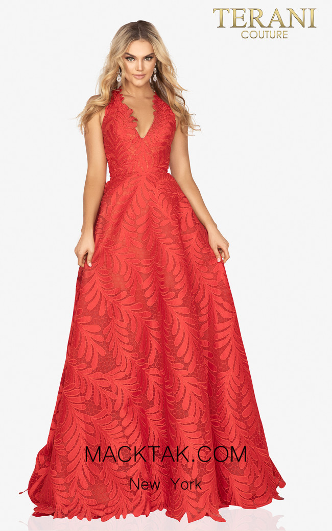 Terani 2012P1407 Red Front Dress