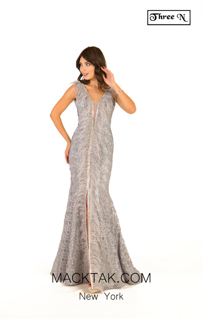 Three N 5337 Light Gray Front Dress