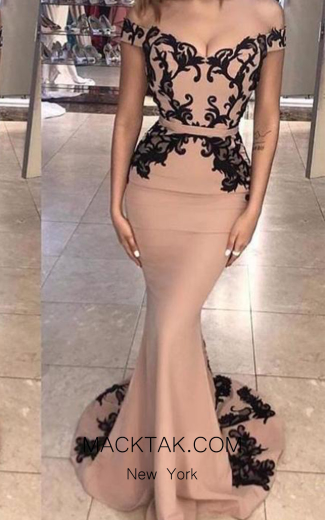 TK AS150 Black Nude Front Evening Dress