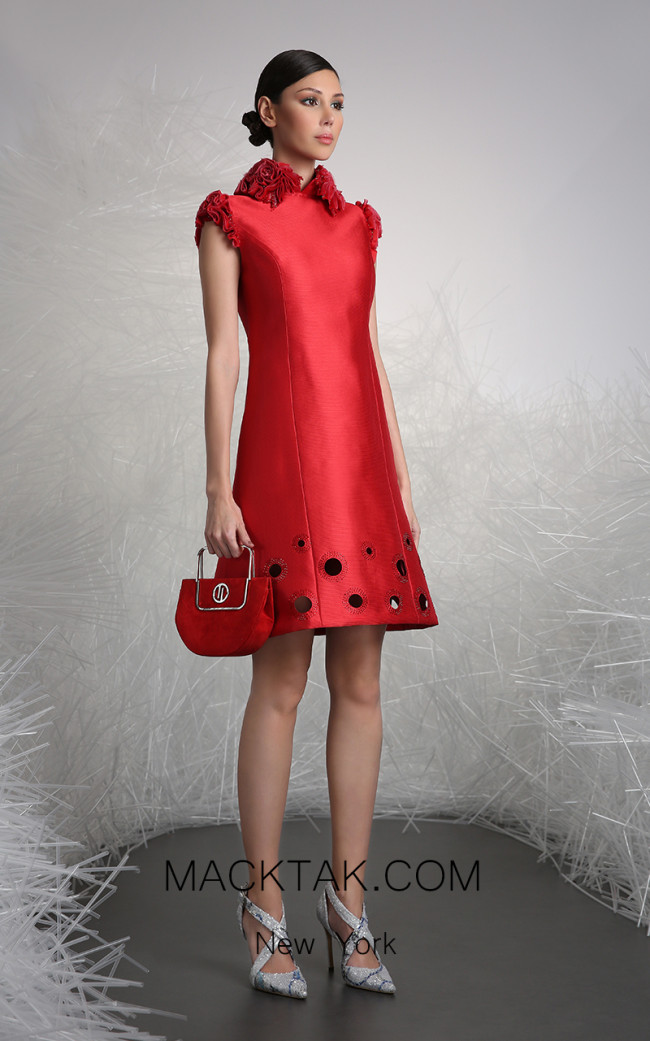 Tony Ward 4 Red Front Evening Dress