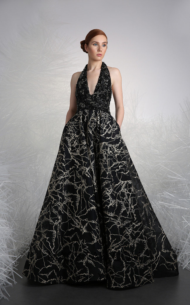 Tony Ward FW23 Black Front Evening Dress