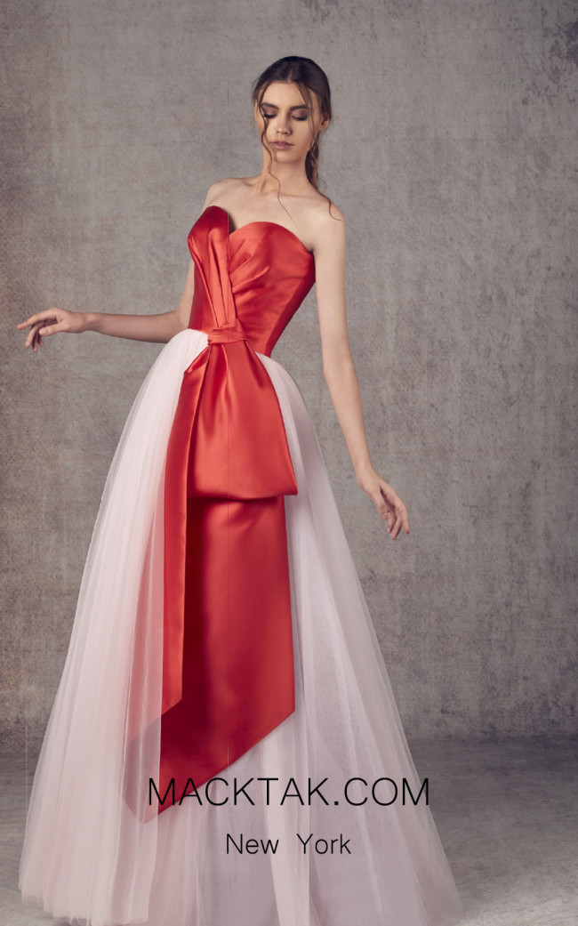 Ziad Germanos ZG1 Red Pink Front Evening Dress