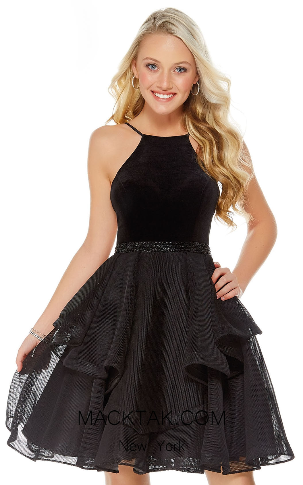 Alyce 1327 Black Front Evening Dress