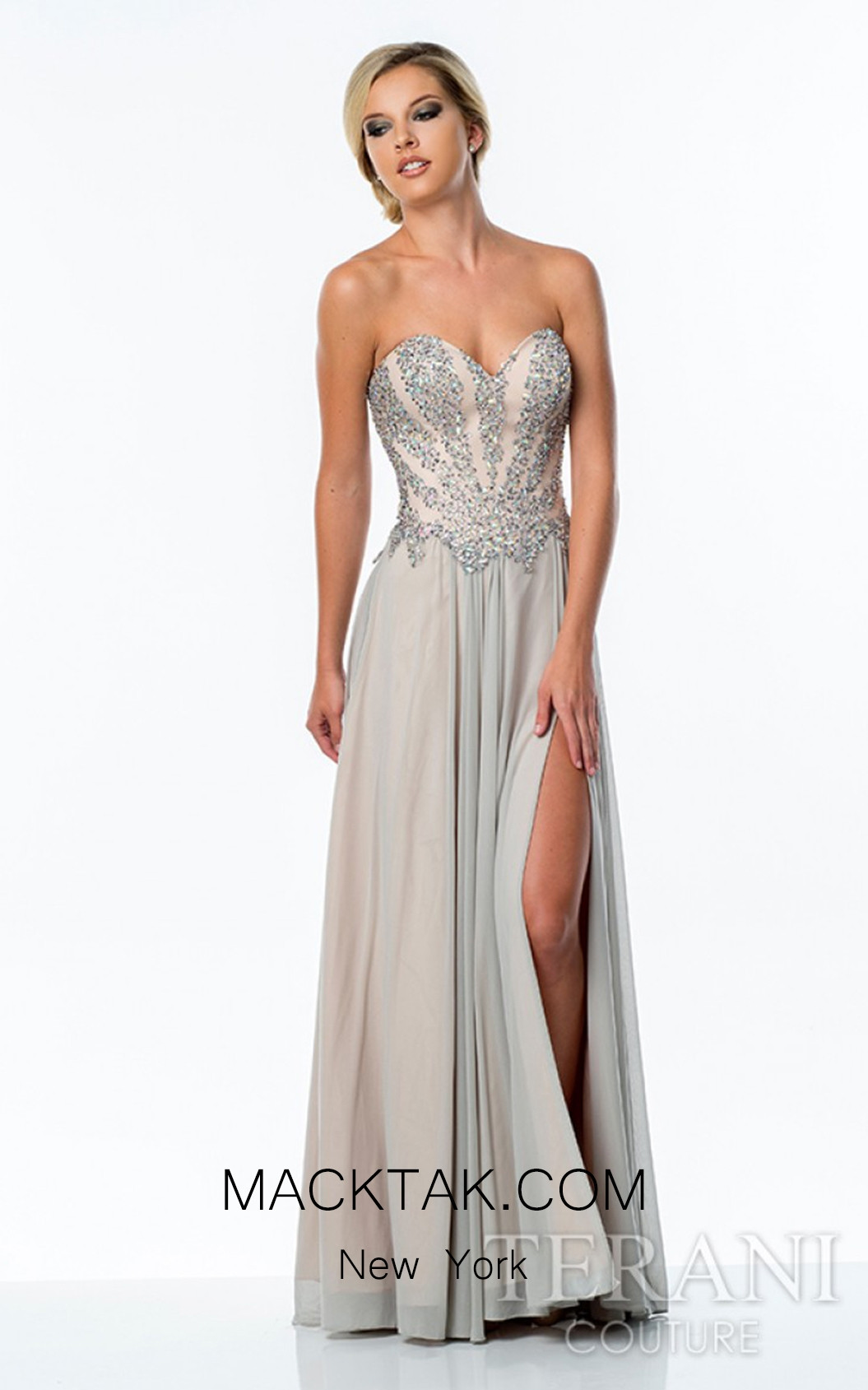 Terani 151P0037 Silver Nude Front 