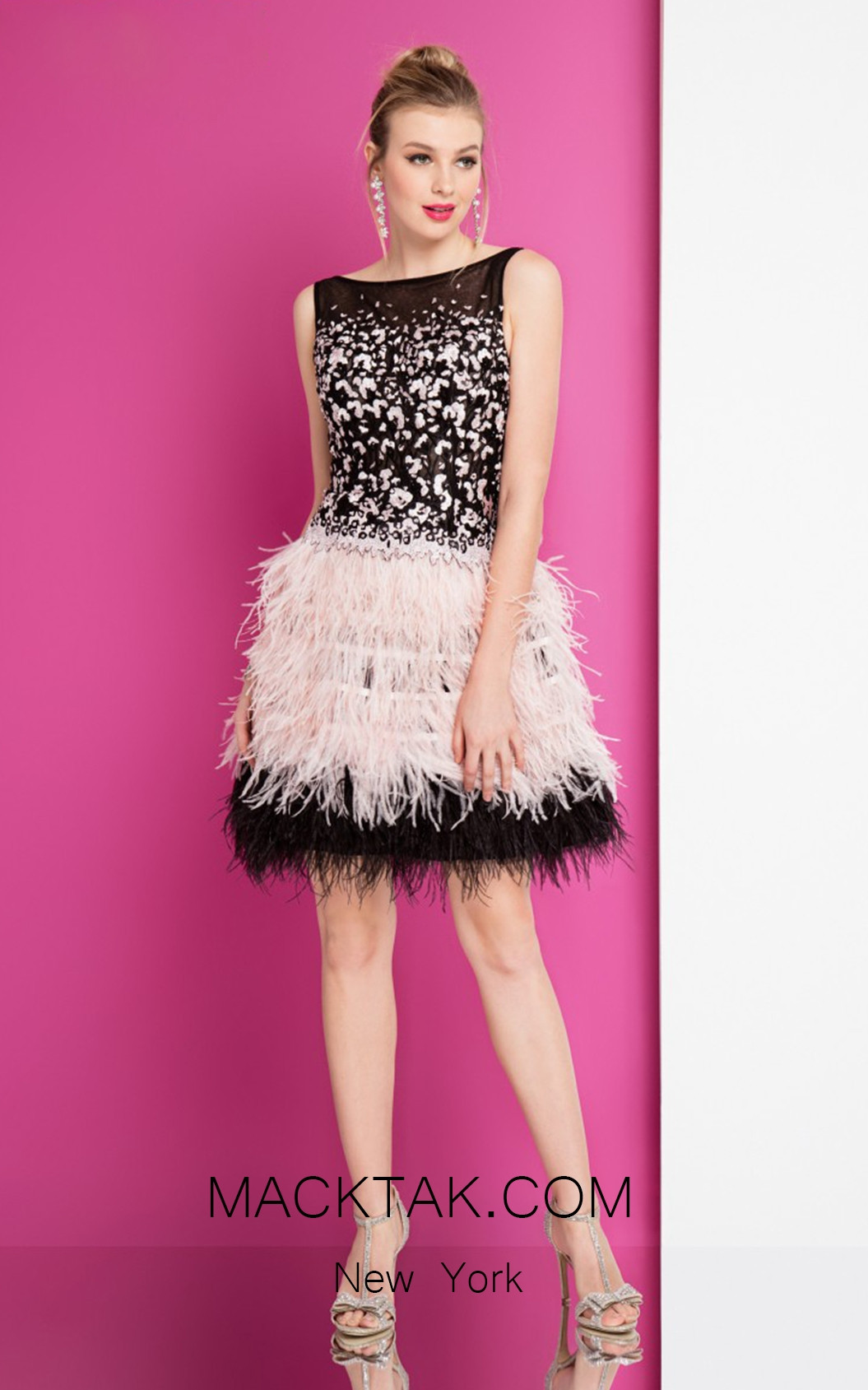 Terani 1721H4554 Black Blush Front Evening Dress