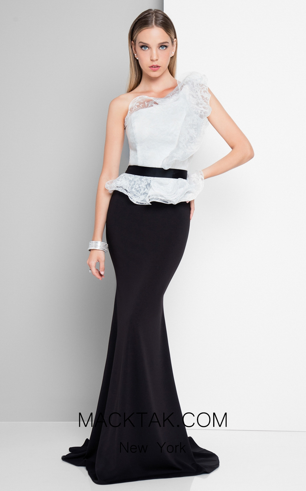 Terani 1811E6100 White Black Front Dress