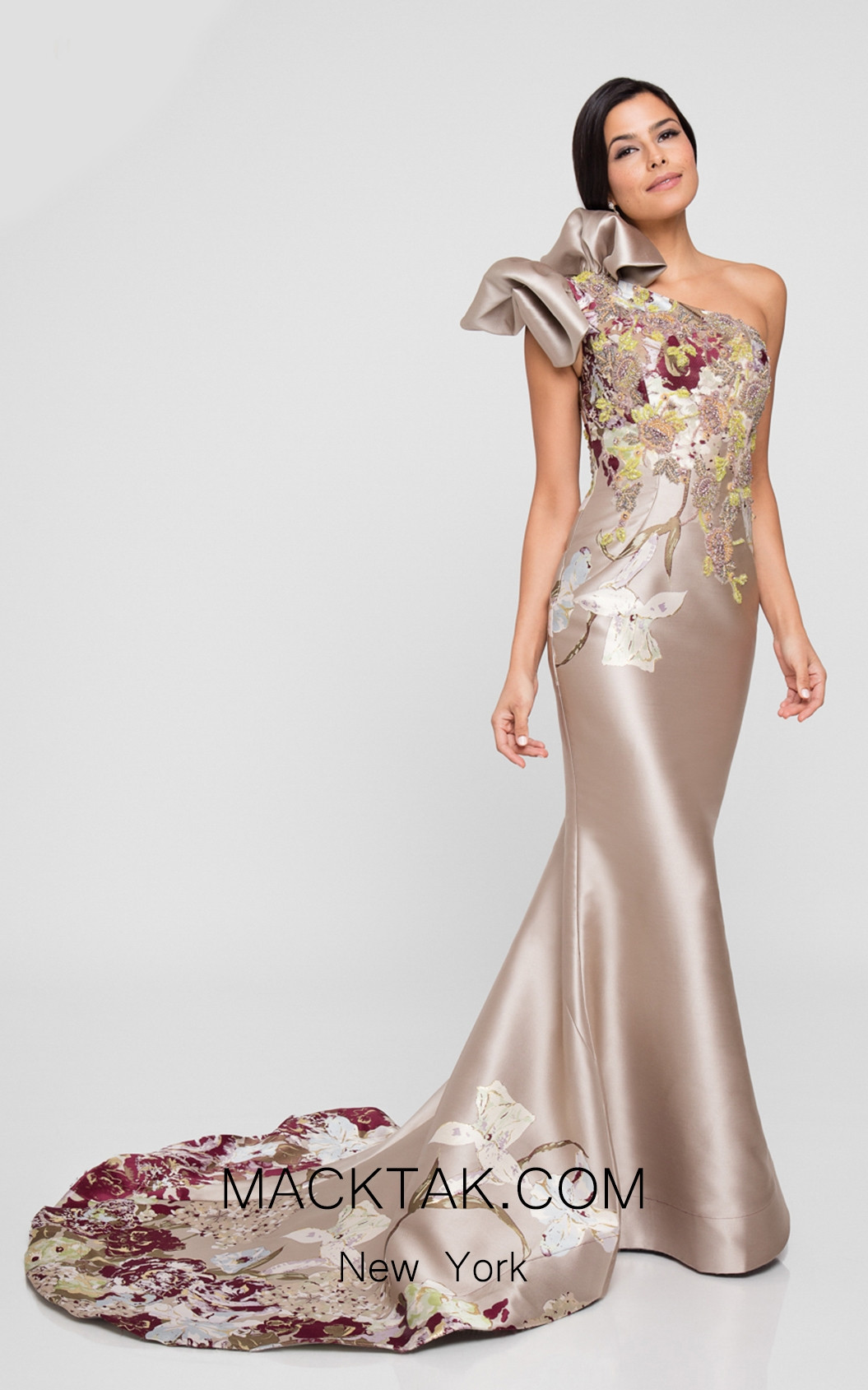 Terani 1811E6123 Champagne Multi Front Dress