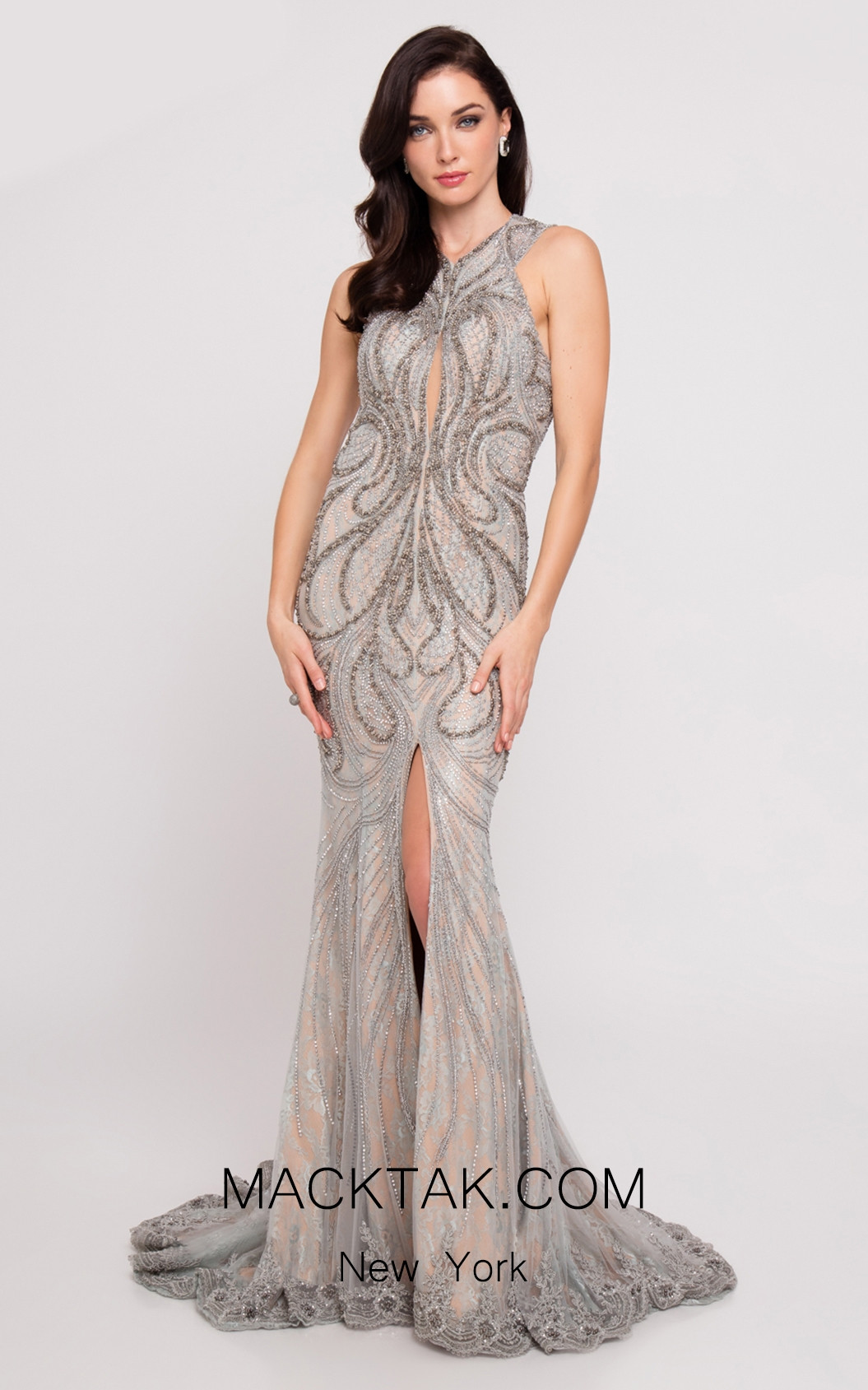 Terani 1811GL6411 Silver Gunmetal Front Dress