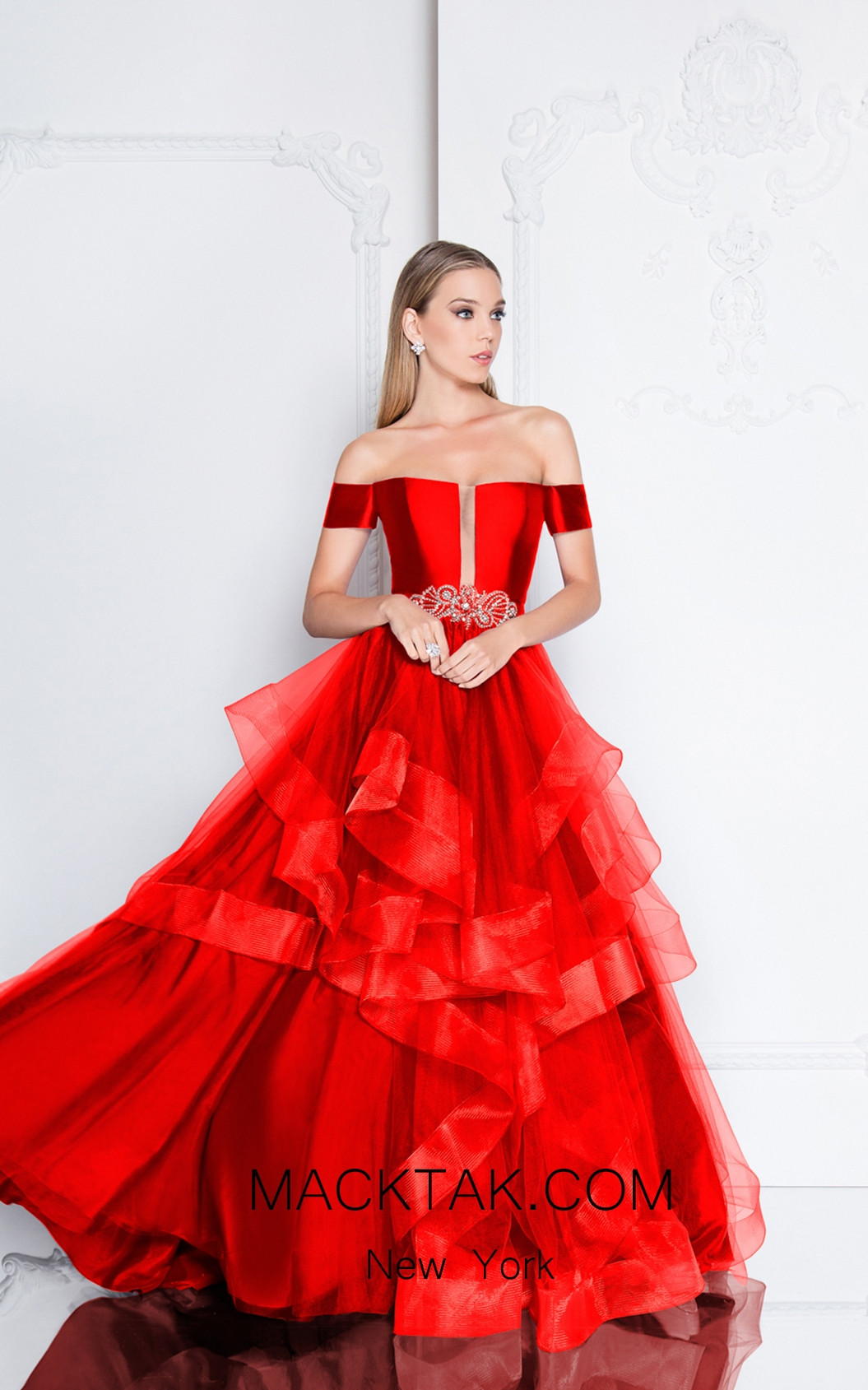 Terani 1811P5838 Red Front Dress